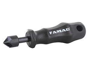 Famag Fraise manuelle WS Ø 12 mm (avec manche en plastique, pour bois massif + panneaux en panneaux, matériau WS, 5 rainures, fraise à 90°) 3533012