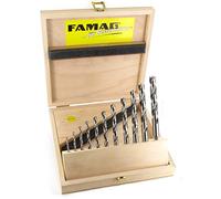 Famag - Holzspiralb. Ensemble de mèches, HSS-G 11 pièces dans une boîte en bois 159 751 100