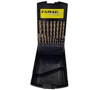 FAMAG Mèches à bois HSS-G 1594 – Hélicoïdales Ø 1–10 mm (pas 0,5 mm) – Kit 19 pièces