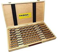 FAMAG Jeu de 8 forets Lewis dans un coffret en bois Ø 10, 12, 14, 16, 18, 20, 22,24 mm, longueur totale 320 mm
