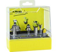 FAMAG Set combiné 6 pièces à mises rapportées en carbure Fraises à arêtes Fraises à gorges Fraises à profil Fraises à rainurer Tige 8mm Bois massif & panneaux