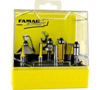 Famag Set de 8 pièces à mises rapportées en métal dur avec fraise à affleurer fraise à rainurer fraise à arrondir avec butée et fraise à arrondir pour bois pleins, bois et matériaux pour panneaux