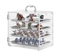 Famard Étui de transport miniature portable compatible avec Warhammer 40K, en acrylique transparent pour figurines de table avec 4 plateaux magnétiques
