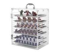 Famard Étui de transport miniature pour figurines de collection, vitrine en acrylique transparent avec porte de protection, compatible avec Warhammer 40K, DND et plus