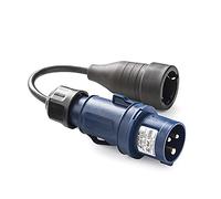 FAMATEL - Adaptateur industriel-domestique || Fiche 2P+T | 16A | 220V || Prise 2P+TTL | 16A | 250V || Avec câble de 25 mètres | Bleu