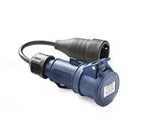 FAMATEL - Adaptateur industriel/domestique | Fiche 2P + TTL | 16 A | 250 V | Prise 2P+T | 16 A | 220 V | Avec câble de 25 mètres | Bleu