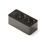 FAMATEL Barre de connexion 2 connexions sans fil jusqu'à 3680 W, 16 A, 250 V, sécurité enfant, ports d'alignement 45°, évite la consommation cachée, noir