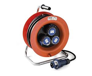 FAMATEL - Enroulable IP67 3 prises | Industriel | 2P+T | 16A | 250V Fiche industrielle 2P+T 16A - 250V | Câble néoprène | 3 x 2,5 | Disjoncteur