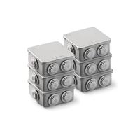 FAMATEL Lot de 6 boîtes étanches (3002) | Étanchéité IP65 | 90 x 90 x 42 mm | avec Cônes | Couvercle à Pression | Montage Facile | Haute résistance aux Chocs | Gris