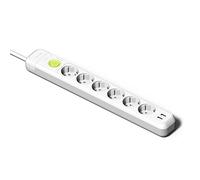 FAMATEL - Multiprise 6 Prises + 2 Prises USB + Interrupteur | Câble de 1,5 m | avec TT | 16 A | 250 V | Blanc | Prise USB à Charge Rapide | Protection surtenue