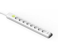 FAMATEL Multiprise 8 Prises + 2 Prises USB + Interrupteur | Câble de 1,5 m | avec TT | 16 A | 250 V | Blanc | Prise USB de Charge Rapide | Protection Contre Les surtensions