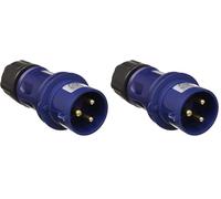 FAMATEL - Prise industrielle IP44 | Câblage rapide basse tension | 2P + 1T | 200-250V | Bleu (Lot de 2)