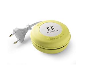 Famatel Roller | Enroulable avec 2 USB | 2 mètres | avec matériau en Silicone | avec Une Grande flexibilité et résistance | Jaune, Vert, 9 x 9 x 4 cm