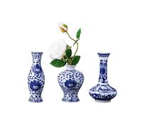 Fambe Lot de 3 Petits vases Bleus et Blancs en Porcelaine émaillée pour décoration d'intérieur