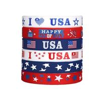 famesale 6 Pcs USA Jour De L’indépendance Bracelets En Silicone Drapeau Américain Bracelets Fête Activité Club Bracelets Faveurs Décorations Cadeaux