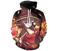 famesale Anime Megumin Konosuba Megumin Hoodies Anime Blessings pour Un Monde Meilleur! Sweat Unisexe Pull