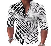 famesale Chemises décontractées à Motif étourdi pour Hommes Chemises de Plage boutonnées à Manches Longues Chemises hawaïennes