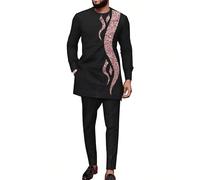 famesale Ensemble Hommes Africains Traditionnels Afrique du Sud Nightclub Trends Costume Dashiki Chemise et Combinaison Pantalon