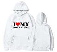 famesale I Love My Boyfriend Hooded Funny Letter Sweat à Capuche imprimé en 3D Tops à Manches Longues avec Poche pour Femmes