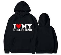 famesale I Love My Girlfriend Hooded Funny Letter Sweat à Capuche imprimé en 3D Tops à Manches Longues avec Poche pour Hommes