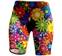 famesale Short de Cyclisme Femme Short de vélo imprimé Fleur Short de vélo VTT rembourré Collant de Course de Montagne Pantalon