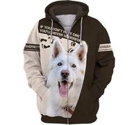 famesale Si Je ne Peux Pas amener Mon Chien Je n'irai Pas Berger Allemand Sweat à Capuche imprimé en 3D Homme Femme Veste à Fermeture éclair Sweatshirt décontracté Streetwear