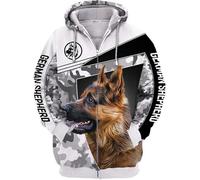 famesale Si Je ne Peux Pas amener Mon Chien Je n'irai Pas Berger Allemand Sweat à Capuche imprimé en 3D Homme Femme Veste à Fermeture éclair Sweatshirt décontracté Streetwear