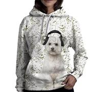 famesale Sweat à Capuche imprimé en 3D Great Music with Miniature Schnauzer Sweatshirt Unisexe à Capuchon pour Chien drôle et décontracté