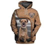 famesale Sweat à Capuche Loves Border Terrier Sweat à Capuche imprimé 3D Animal Dog Graphic Sweatshirt Fashion à Poche