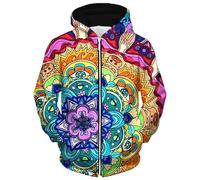 famesale Sweat à Capuche zippé pour Homme avec imprimé Floral 3D du Nord-est de la Chine Sweats à Capuche zippés Tendance pour Une Bonne année du Dragon Chinois