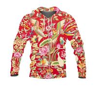 famesale Sweat à Capuche zippé pour Homme avec imprimé Floral 3D du Nord-est de la Chine Sweats à Capuche zippés Tendance pour Une Bonne année du Dragon Chinois