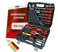 FAMEX 144-47 Mallette à outils remplie d'un kit d'outils de qualité supérieure, compacte, tous les outils de vissage au chrome vanadium, idéale comme mallette de bord pour voiture, camping-car