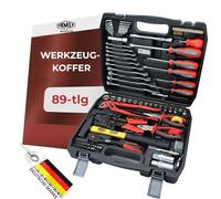 FAMEX 144-50 Mallette à outils remplie d'outils de qualité supérieure avec jeu de douilles, tous les outils de vissage au chrome vanadium, compacte, idéale comme valise de bord pour voiture