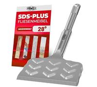 FAMEX 8342 SDS-Plus Ciseau à carrelage 165 mm, bord de coupe extra large de 75 mm, coudé pour enlever facilement les carreaux, acier haute performance