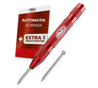 FAMEX Pointeau automatique 50-100N Pointe en acier HSS 130 mm Grain de ressort avec 1 pointe de rechange Grain automatique moleté Conception robuste durable pour métal, bois, pierre, plastique