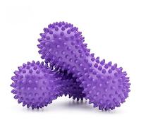 Famgee Lot de 2 balles de massage rigides en PVC en forme de cacahuète, point de déclenchement, massage des tissus profonds pour les mains et les pieds, balle roulante pour tension musculaire, violet