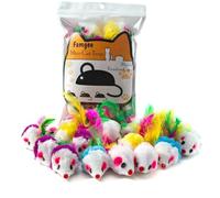 Famgee Lot de 20 jouets en fourrure pour chat avec queue en plumes (couleur aléatoire)