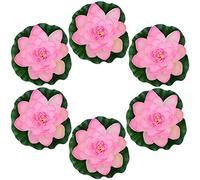 Famgee Lot de 6 nénuphars flottants artificiels en Mousse pour décoration de Bassin Rose 17,8 cm