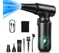 Famgoods Souffleur Air Comprimé,150000 tr/min,3 Vitesses Soufflette Sans fil à Batterie Puissant,Mini Souffleur PC,Soufflette Electrique avec lumière LED Adapté Clavier,Voiture,Maison Propre,Extérieur
