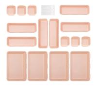 Famhap Organiseur de Tiroir de Bureau, 16 Pièces en Plastique Séparateurs de Tiroir Séparateurs de Tiroirs avec 3 Tailles de Bacs de Rangement pour le Maquillage, Bureau, Salle de Bain,Cuisine, Rose