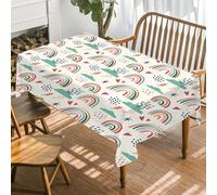 FamHarbor Arc-en-Ciel Nappe Carrée Anti Tache et Imperméable, Nappe de Table Mignon, Nappes Polyester Blanc 180x180cm, Résistante et Lavable pour Fête, Cuisine, Salon et Jardin -AAc1