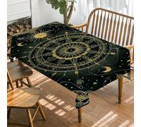 FamHarbor Cartes de Tarot Nappe Carrée Anti Tache et Imperméable, Nappe de Table Boussole, Nappes Polyester Noir 180x180cm, Résistante et Lavable pour Fête, Cuisine, Salon et Jardin -AAc4