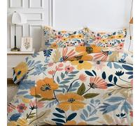 FamHarbor Couette 200x200 cm Été, Couette Legere Motif Luxe Nostalgique, Couette Imprimée Plantes avec 2 Taies d'oreiller pour Lit 2 Personnes, Floral Edredon Couette sans Houss Lavable, Ec283