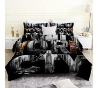 FamHarbor Couette 200x220, Couette Imprimée Imprimé New York pour 2 Personnes, Couette 4 Saisons Legere Chaude, Couette sans Housse Réversible Douce Lavable, Couette Anti-acariens, A2312