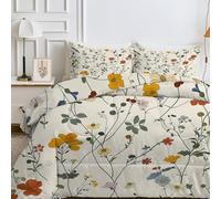 FamHarbor Couette 220x240 cm Été, Couette Legere Motif Feuilles, Couette Imprimée Floral avec 2 Taies d'oreiller pour Lit 2 Personnes, Plantes Edredon Couette sans Houss Lavable, Ej171