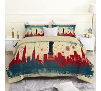 FamHarbor Couette 220x240, Couette Imprimée Imprimé New York pour 2 Personnes, Couette 4 Saisons Legere Chaude, Couette sans Housse Réversible Douce Lavable, Couette Anti-acariens, A2293