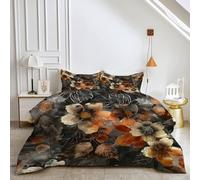 FamHarbor Couette 260x240 cm Été, Couette Legere Motif Floral Rétro, Couette Imprimée Plantes avec 2 Taies d'oreiller pour Lit 2 Personnes, Romantique Edredon Couette sans Houss Lavable, Ed11