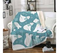 FamHarbor Couverture Plaid Polaire Super Chaude 130x150cm, Motif Ours Polaire Cartoon, Petit Plaid pour Canapé Animaux Arctiques, Style Hiver Couvertures et Plaids Enfant -Am32
