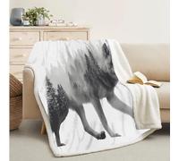 FamHarbor Couverture Plaid Polaire Super Chaude 70x100cm, Motif Style Artistique Vintage, Petit Plaid pour Canapé Loup, Animaux Sauvages Couvertures et Plaids Enfant -Ak13