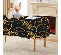 FamHarbor Feuilles Dorées Nappe Ovale Anti Taches et Imperméable, Nappe Table Ronde Motif De Vigne, Nappes Polyester Minimalisme Moderne 160x200cm, Résistante et Lavable -AAg7
